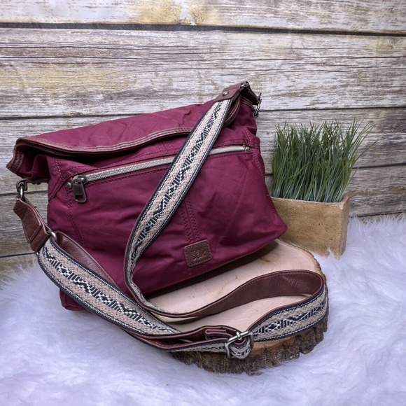 The Sak Bags The Sak Esperato Burgundy Nylon Fold Flap Purse